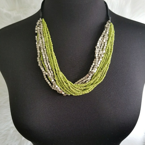 Green & Silver Layered Necklace - Picture 3 of 3